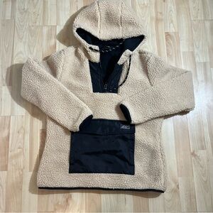 EDDIE BAUER 'Chilali' Light Oatmeal Fleece Hooded Anorak Jacket Women's Sz. XS
